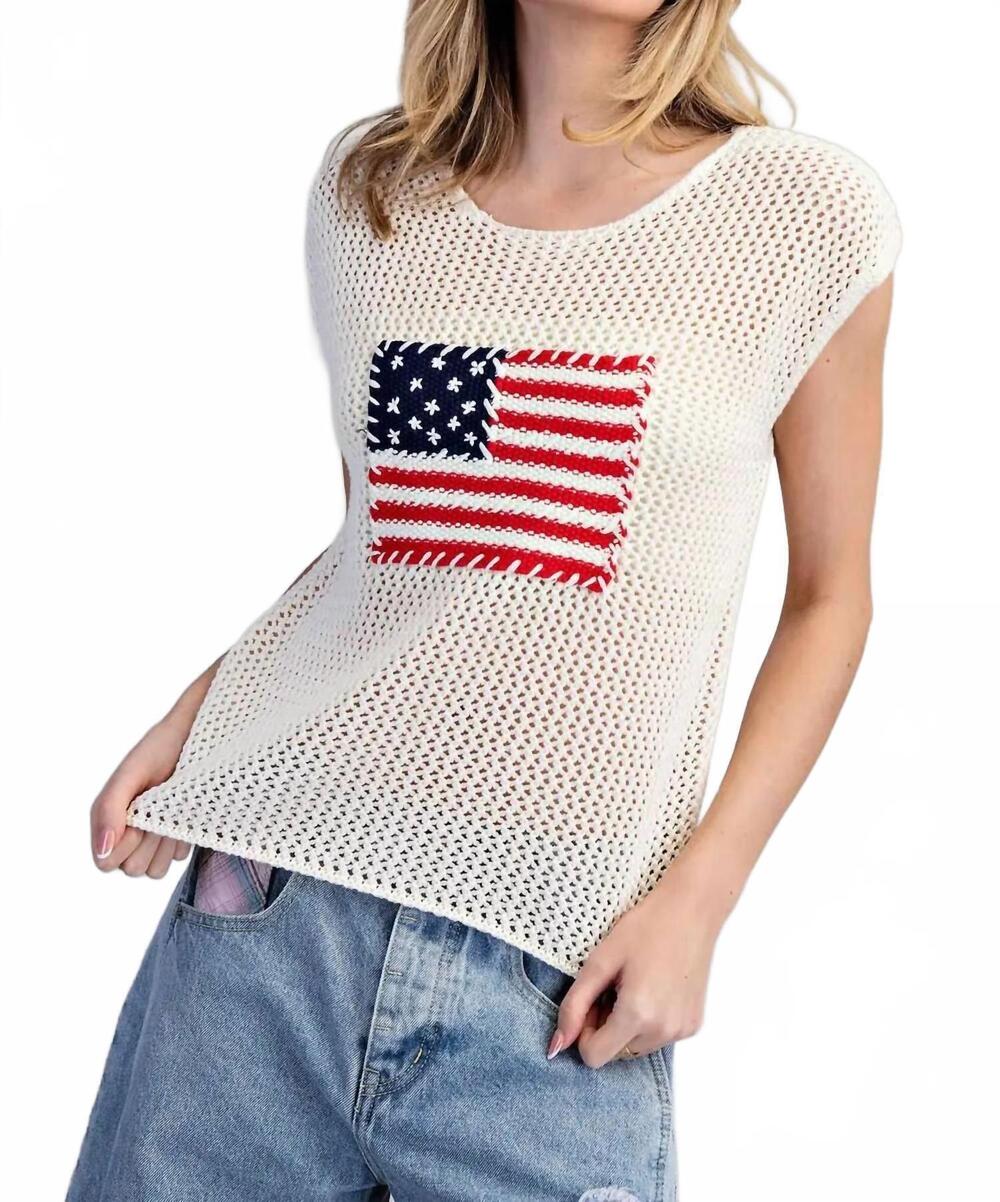 NEW EE:SOME stars and stripes knit sweater in oatmeal